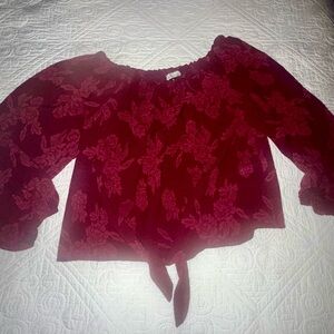 Elegant Burgundy Floral Blouse